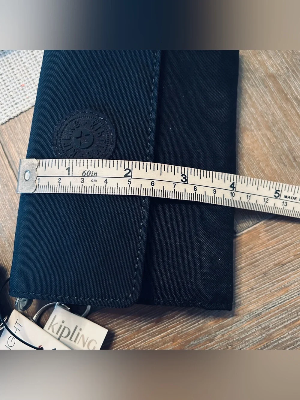 NWT Kipling Black Nylon Wallet with Monkey Charm